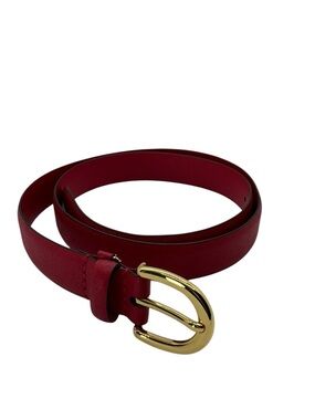 Ralph Lauren women's Charm Crosshatch Leather Belt Burgundy Red Size Small